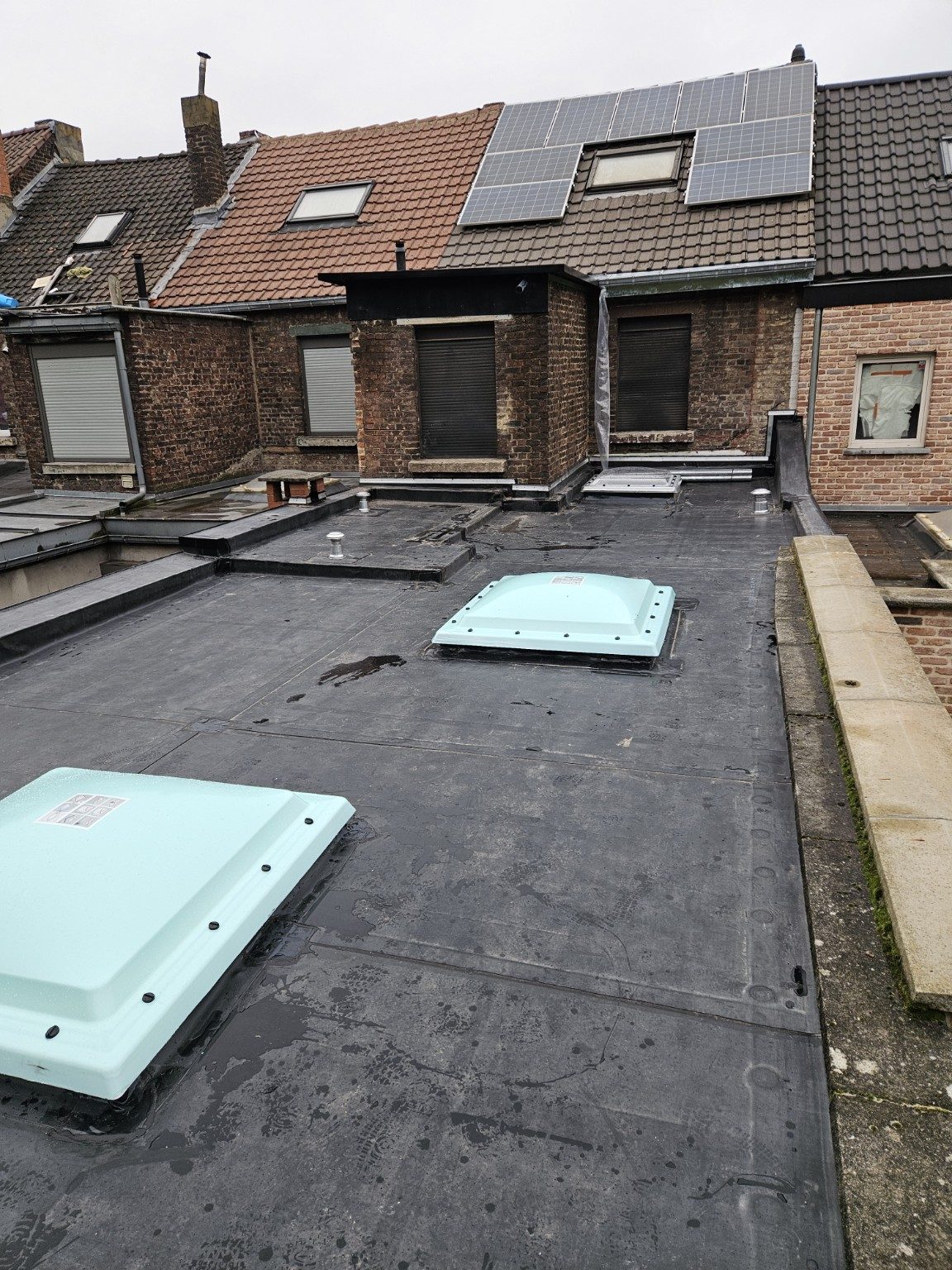 Rénovation de toiture plate avec membranes et coupoles - Étanchéité AD